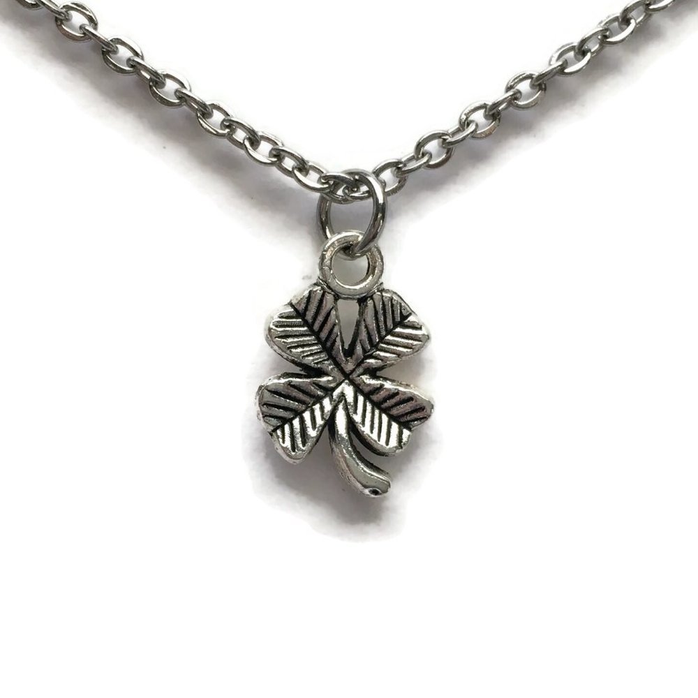 🍀 Lucky 4 Four Leaf Clover Charm Necklace 🍀 Stainless Steel chain 4for$20